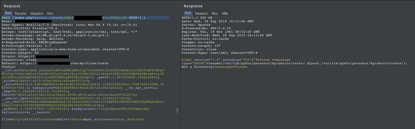 Pydio Error Handling Request